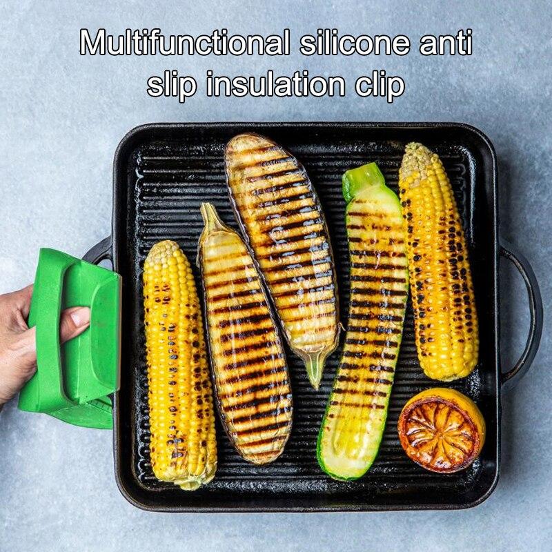 1 st Multifunktionell Silikon Anti-skållning Halkfri Grönsaksskärhjälp Silikon Halkfri Värmeisolering Klämma Matlagning Bakning