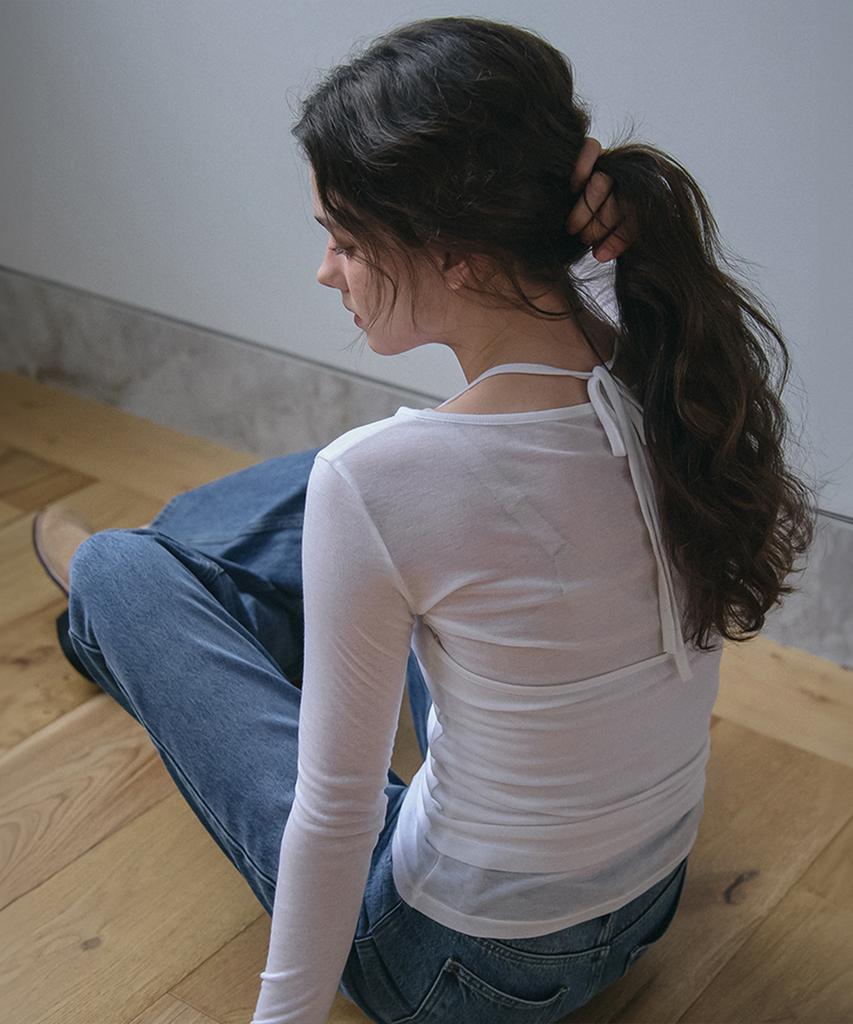 VEM.VER Button Point Bustier Layered T-Shirt_White