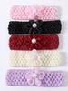 Baby Girls Lace Pearl Rhinestone Bow Crib Shoes & Matching Crochet Headband Set, Soft Dot Anti-Slip Magic Tape Mary Jane Princess Shoes