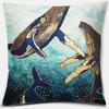Metal Marine Animal Printing Series Pattern Pillowcase Square Home Office Decoration