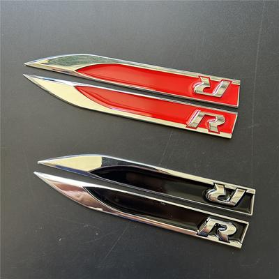 2 pièces/ensemble Logo R Emblème Aile Latérale de Voiture Autocollant Badge Convient pour GTI Polo Go/lf 5 6 7 MK8 Touareg Passat b6