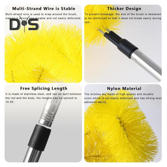 Telescopic Gutter Cleaning Brush Gutter Cleaner Tool with 8 Detachable Telescopic Pole And 2 Cleaning Brushes