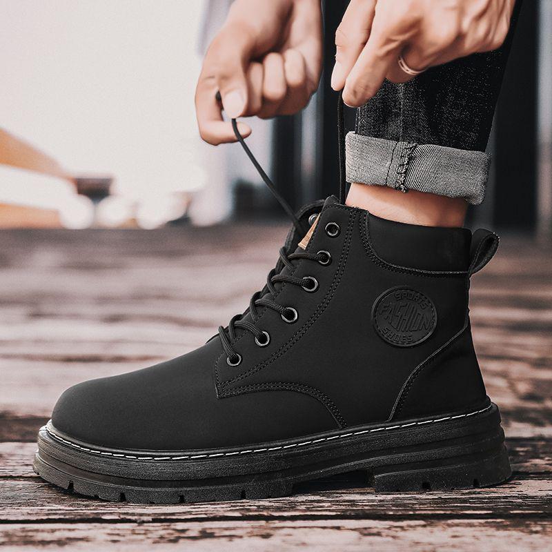 Men's Retro British-Style High-Top Martin Boots - Autumn Yellow Edition