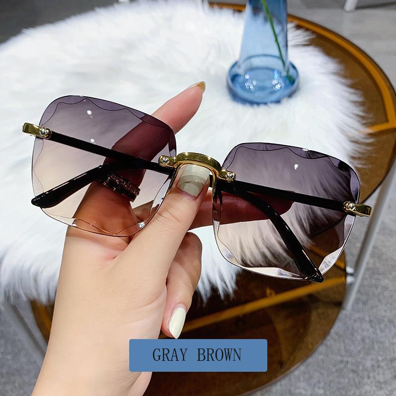 New Rimless Women Sunglasses Fashion Gradient Lenses Vintage Alloy Legs Classic Designer Shades UV400 Protection