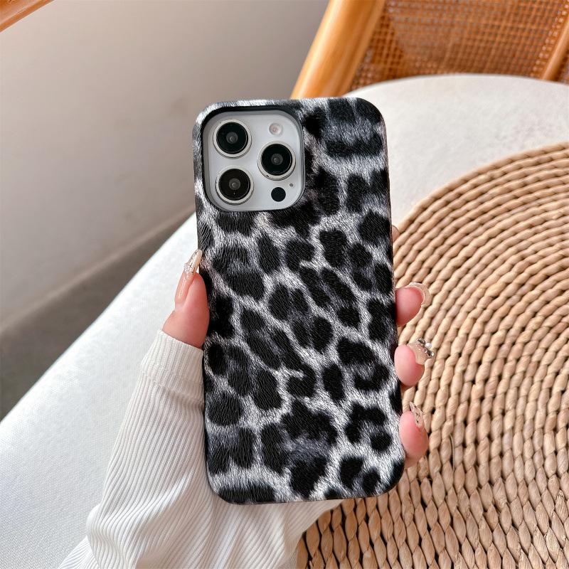 

Classic Leopard Print Half-Wrap Phone Case for iPhone 17 Air/16/15/14/13/12/11 iPhone 14 Pro чёрный/белый