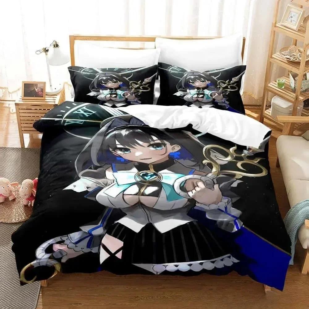 

3D Print Anime Ouro Kronii Bedding Set Printed Bed Set With Pillowcase Bed Duvet Cover Soft Queen King Size Bedclothes Home 70x133cm 2pcs