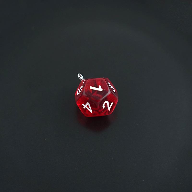 Acrylic 12-Sided Colorful Polyhedral Dice Keychain Ornament