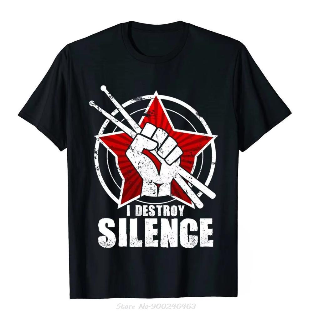 

Summer I Destroy Silence - Funny Vintage Drums Drummer Gift Leisure Top Women T-Shirt Moto Biker T Shirt Men Oversized Tshirt 5XL різнокольоровий