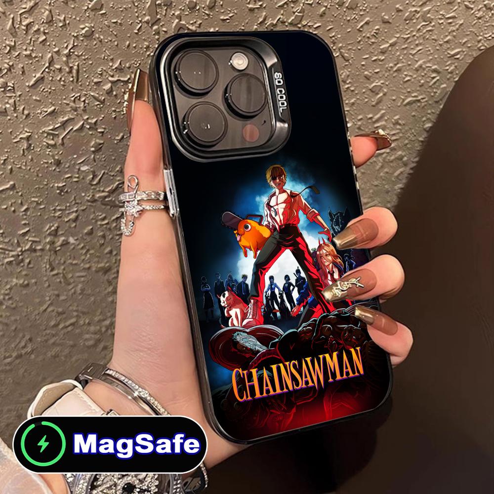 

Chainsaw Anime Man Mobile Phone Case for iPhone 16 15 14 13 12 11 Pro Max Plus MagSafe Translucent Colour Protective Smartphone iPhone 11