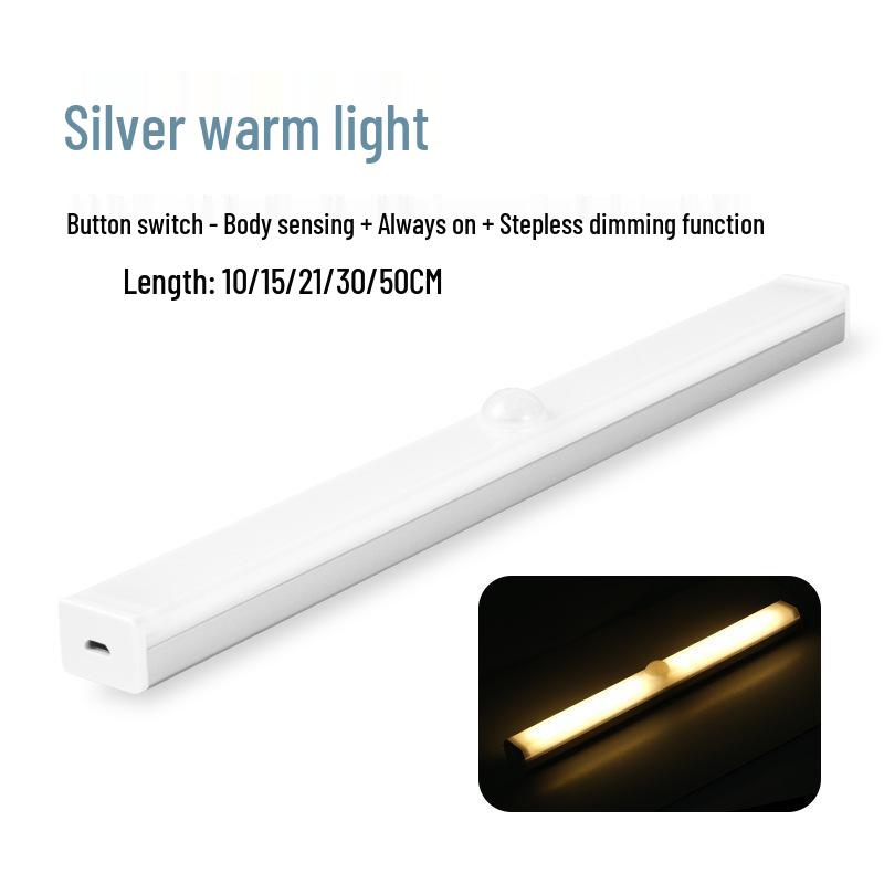 Rechargeable LED Sensor Night Light Strip - Dimmable for Living Room, Bedroom, Bathroom, Dorm, Wardrobe.