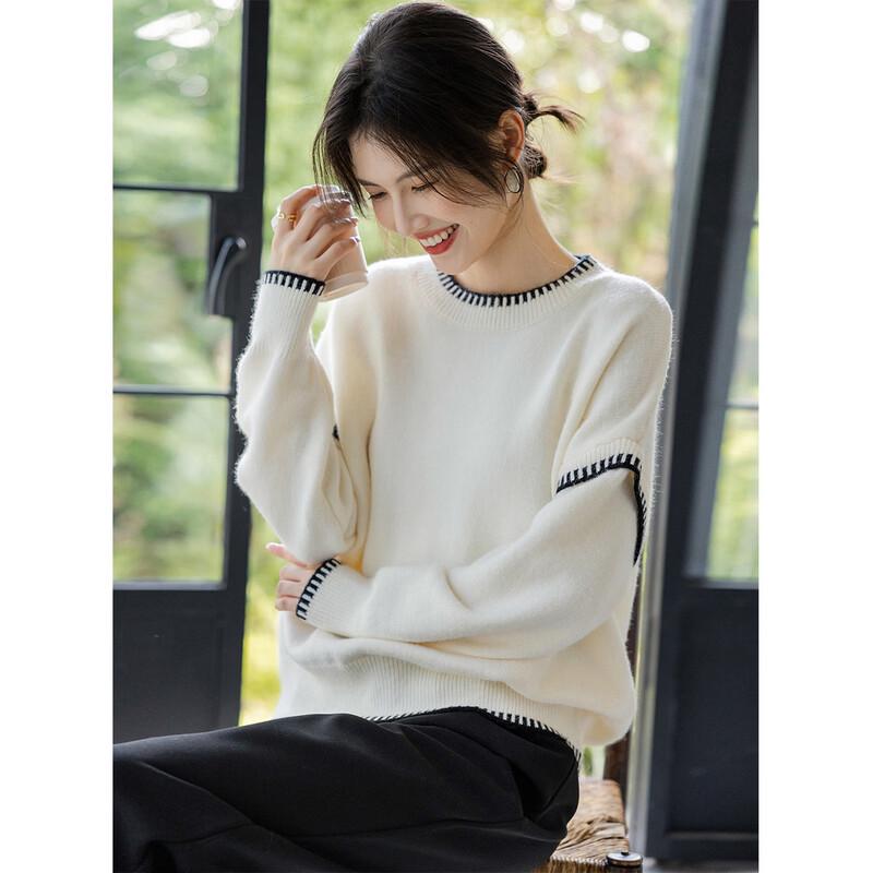 Mokana Women's Color-Block Round Neck Knit Sweater