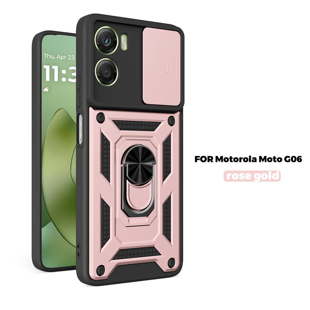 For Motorola Moto G06 4G Case Shockproof Armor Ring Holder Cases For Moto G06 G 06 MotoG06 4G Slide Lens Protect Cover