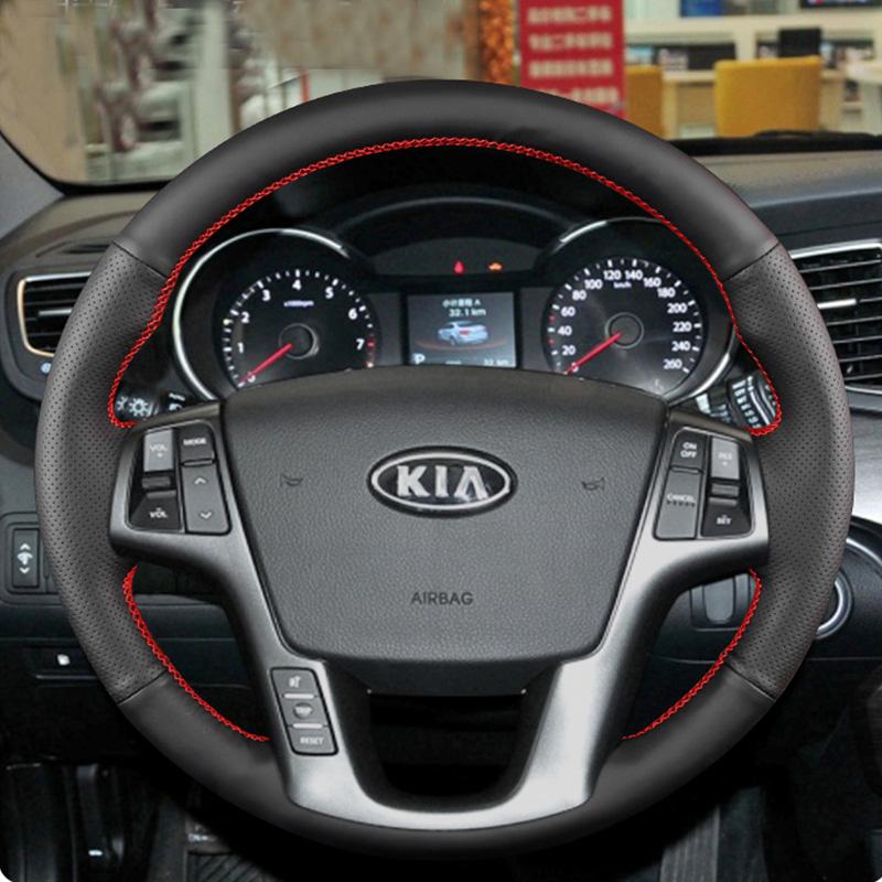 

Для Kia Sorento 2009-2014 K7 Cadenza 2011-2015 Індивідуальний Високоякісний Ручний Шов Шкіряний Автомобільний Чохол на Кермо red line