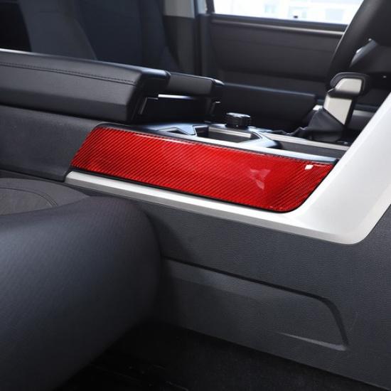 Rote Carbonfaser Wasserbecherhalter Panel Abdeckung Aufkleber für Toyota Tundra -24