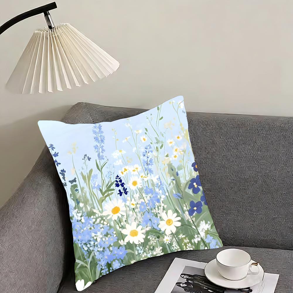 Little Flowers INS Cushion Cover Pillowcase Ultra Soft Skin Friendly Fabric Cloud Like Comfort  Concealed Zipper