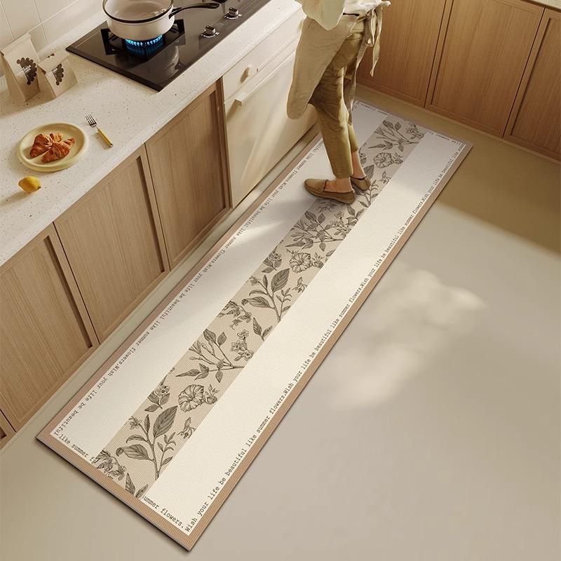 PVC Leather Mat Home Kitchen Area Rug Waterproof Oil-proof Foot Mats Non Slip Wear-resistant Carpet Long Balcony Rugs