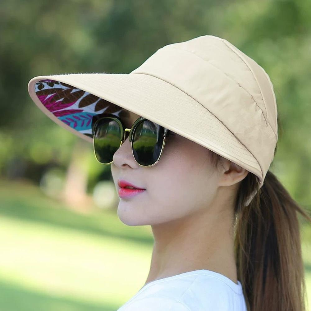 Women's Pure Color Face Mask Sun Hat Comfortable Breathable Size Top Fashion Empty Hat Versatil H2R9