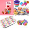 Cupcake-Förmchen Wiederverwendbar Antihaft Backförmchen Regenbogen Floral Weihnachtsdesign Muffin-Förmchen zum Backen von Cupcakes Kuchen Dekoration