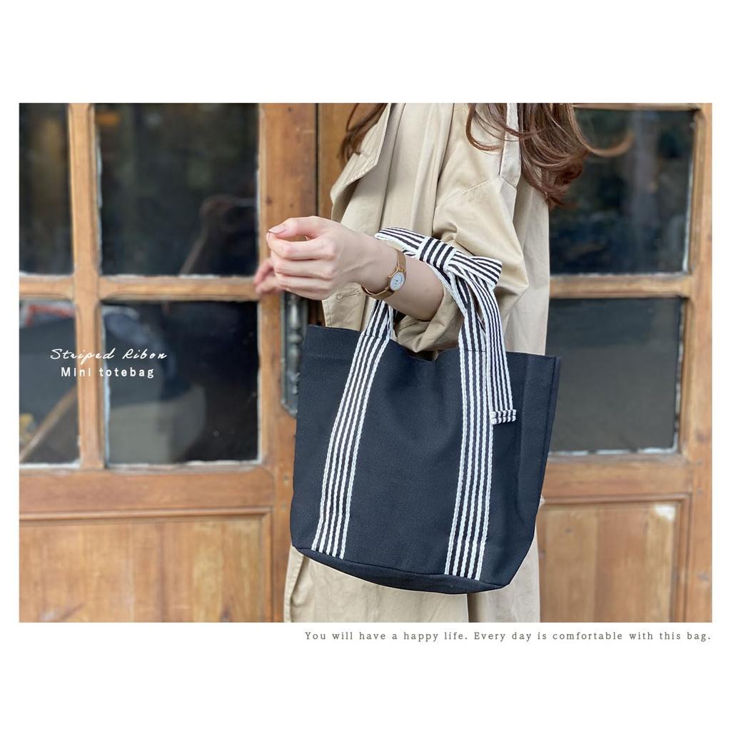 Gisele Small Tote Bag with Large Canvas Ribbon Perfect for and Cute Women's Capacity, Fabric, Lightweight, Detail, Commuting, School, Outings,