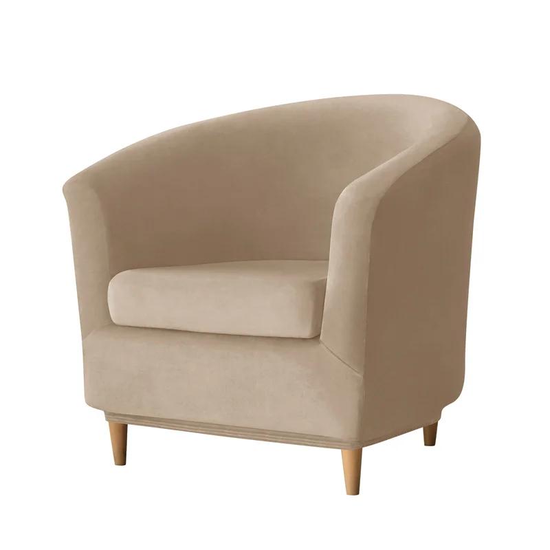 Split Style Tub Chair Cover Stretch Velvet Armchair Cover Club Sofa Covers for Living Room Slipcovers with Seat Cushion Covers