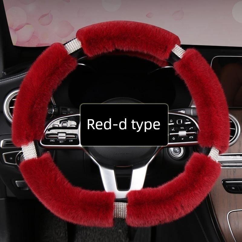 Car Steering Wheel Cover Winter Warm Short Plush Universal Car Handle Cover Trendy Cute Goddess Fashion Style Interior Decoration