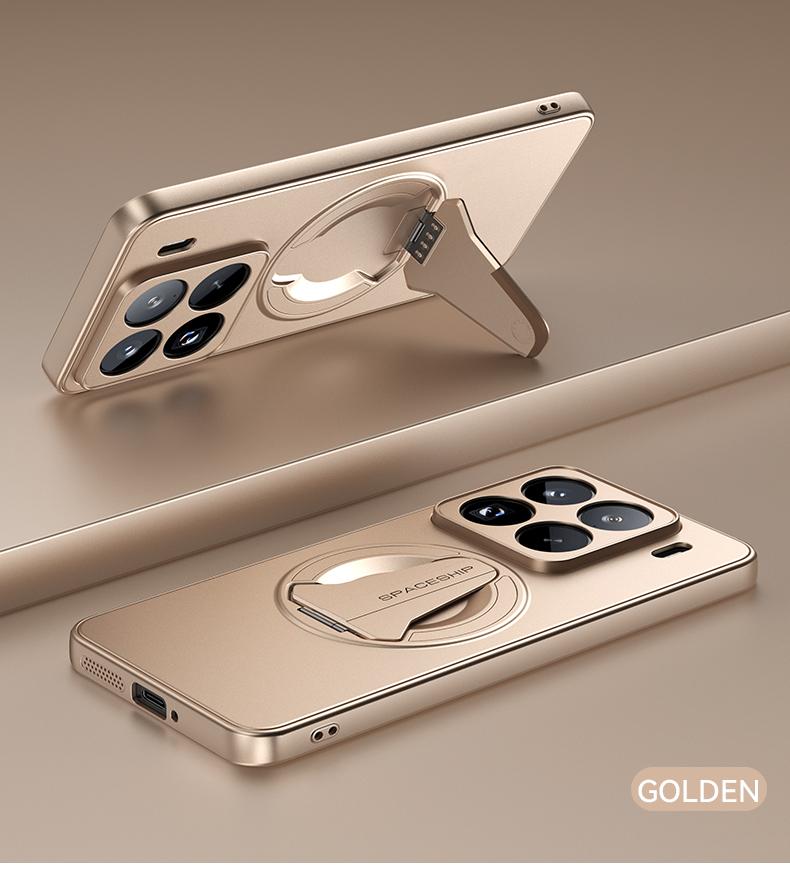For Xiaomi 15 15S 14 Pro Ultra Case Magnetic Suction Metallic Colors Spacecraft Style Kickstand Soft Plating Cover Shell