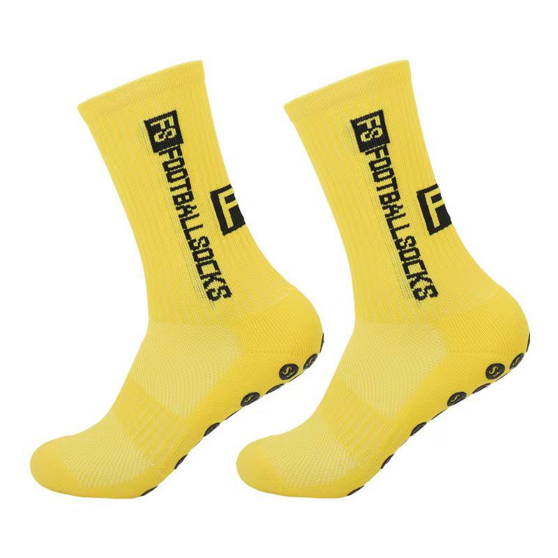 Solid Color Non-Slip Football Socks - Unisex, Shock-Absorbing, Mid-Calf, Breathable, Wear-Resistant Sports Socks with Towel Bottom Grip.