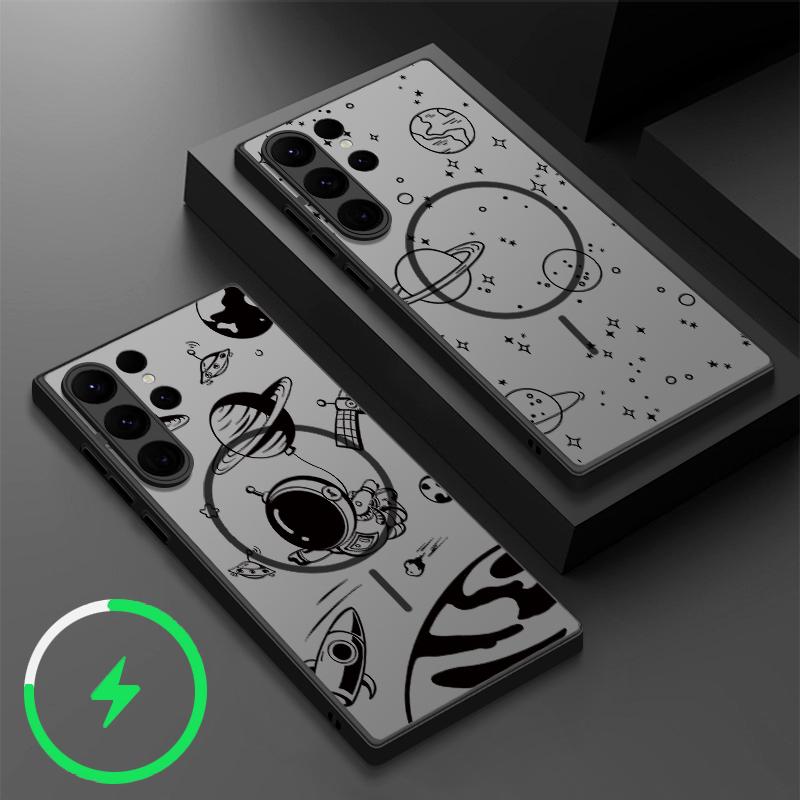 Magnetic For Magsafe Airplane Astronaut Case For Samsung Galaxy S25 Ultra Capa S24 S26 Ultra S22 S23 Plus S21 FE S25 Edge Cover