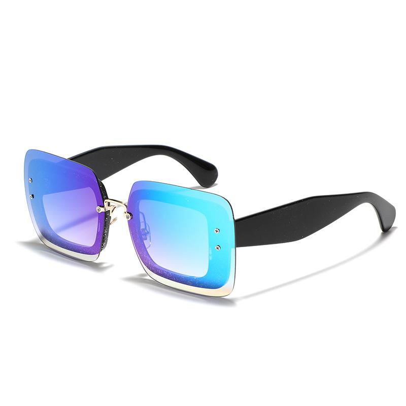Brillen Trendige Randlose Sonnenbrille Herren Quadratische Nieten Bunte Personalisierte Sonnenbrille Damen Sonnenbrille