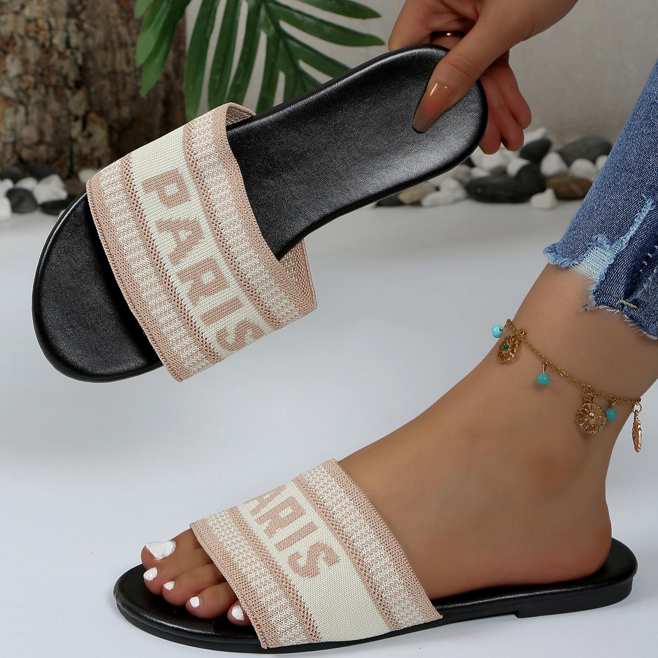 

36-44 Женские плетеные тапочки Мокасины Повседневная обувь на плоской подошве Тапочки Лето 44 абрикосовый