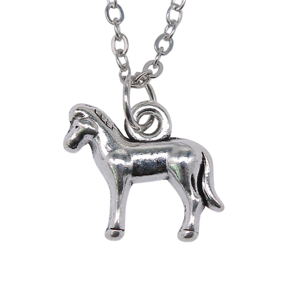 Horse Pendant Necklace Equestrian Animal Charm Jewelry 40cm Short Chain