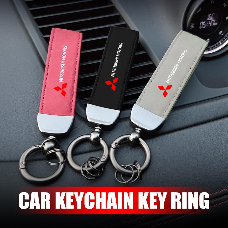 cxytvd1 Leather Simple Unisex Auto Logo Keychain Key Ring Chain Holder For Mitsubishi Outlander Lancer L200 ASX Pajero Grandis Eclipse