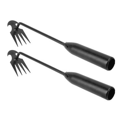 2 piezas Herramienta para quitar malas hierbas Profesional 4 dientes Acero inoxidable Herramienta manual para deshierbar Herramienta para arrancar malas hierbas