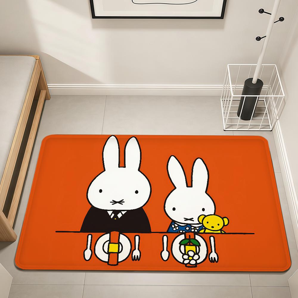 Cartoon Bunny Rabbit kawaii funny M-Miffy Home Bed Rug Kitchen Bath Floormat Hallway Balcony Carpet Entrance Doormat hogar Decor