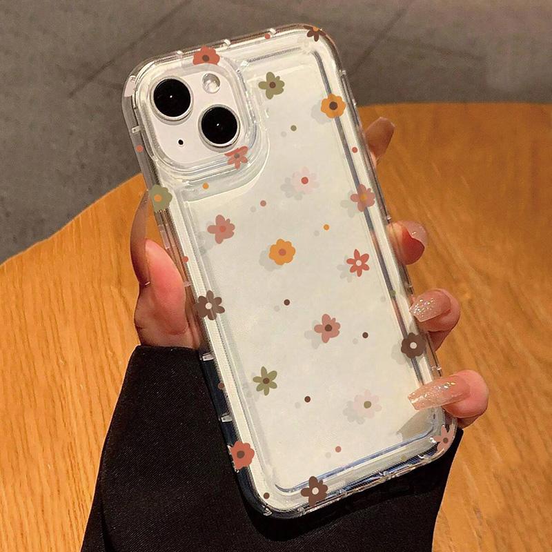 Floral Pattern Transparent Shockproof Phone Case for iPhone 11 12 13 14 15 16 17 Air Pro Max XR XS X 7 8 Plus SE2 Soft Cover