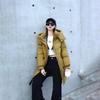 Women's Winter Autumn Thick Hooded White Duck Down Jacket Coat Loose Middle Long Solid Color Big Pocket Detachable Hat Down Coat