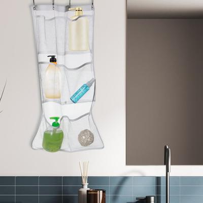 Bathroom Hanging Bag Large Capacity See-through with Hooks Great Load Bearing Quick Dry Mesh Shampoo Body Wash Shower Organizer Shower Caddy