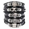European and American New Accessories Punk Skull Hip-hop Trend Adjustable Rock Beads Men's Leather Bracelet