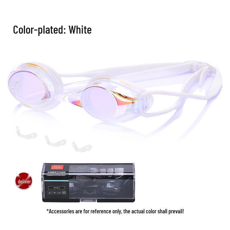 High-Definition Waterproof Anti-Fog Color-Plated Racing Swimming Goggles