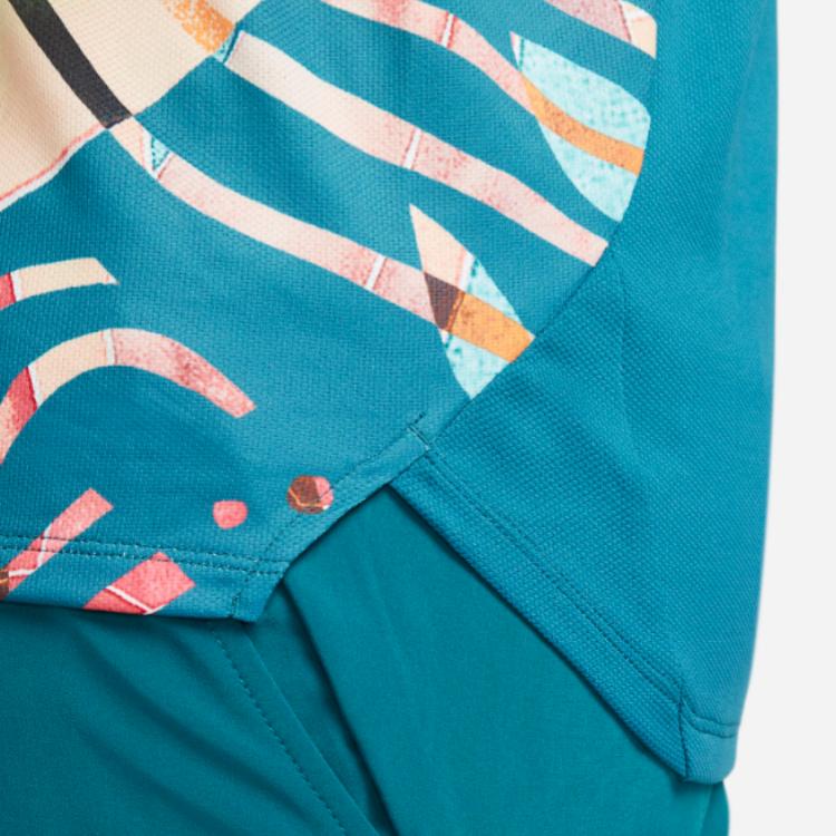 Nike Court Dri-FIT Slam Color Block Printed Round Neck Sports Short Sleeve T-Shirt Men Tops Earth-Blue DX5526-381