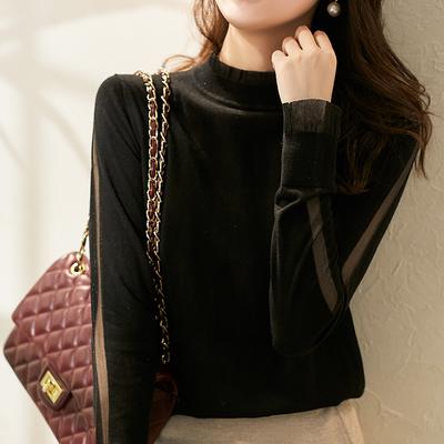 Beautiful and Gentle Women's Mesh Yarn with Fungus Edge Collar Sweater, Spring New Bottoming Knitted Sweater Women's