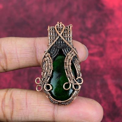 Green Fire Labradorite Pendant Copper Wire Wrapped Pendant Handmade Designer Pendant Gemstone Copper Jewelry Gifts for Him Wire Wrap Jewelry