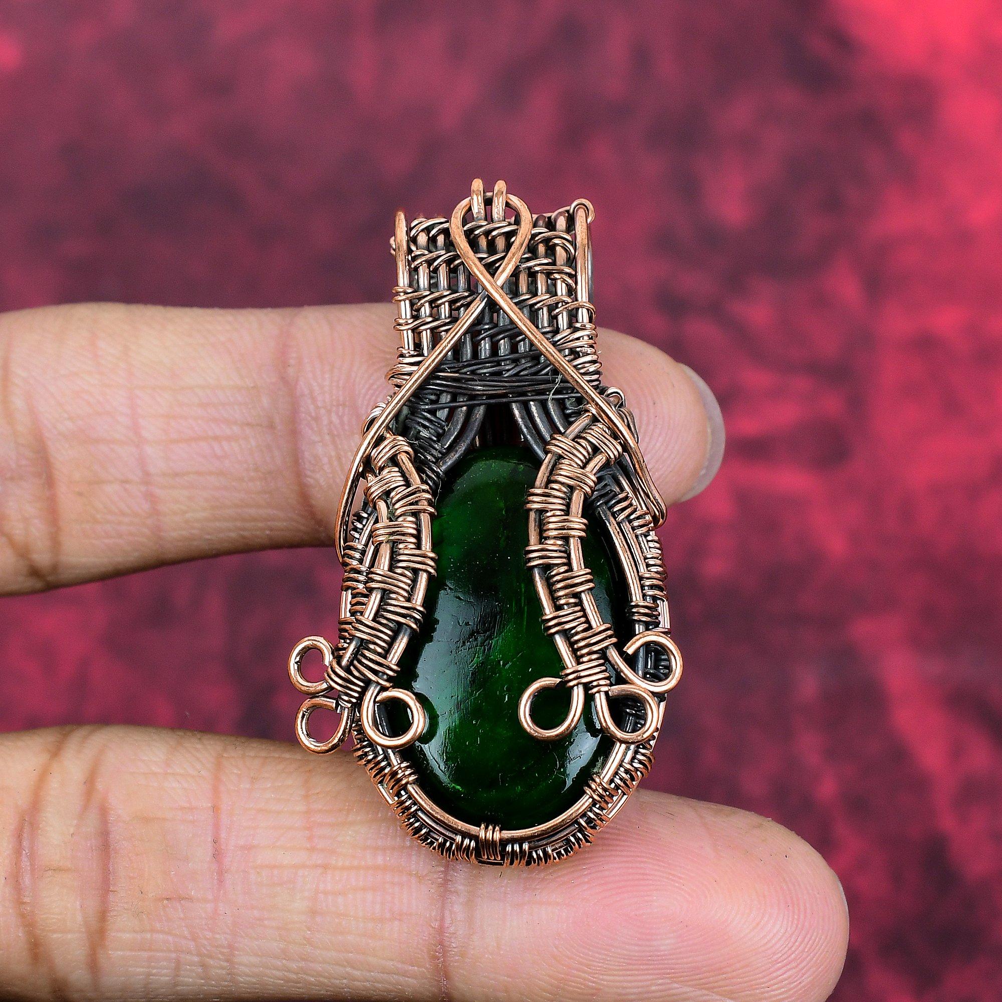 Green fire labradorite pendant copper wire wrapped pendant handmade designer pendant gemstone copper jewelry gifts for him wire wrap jewelry