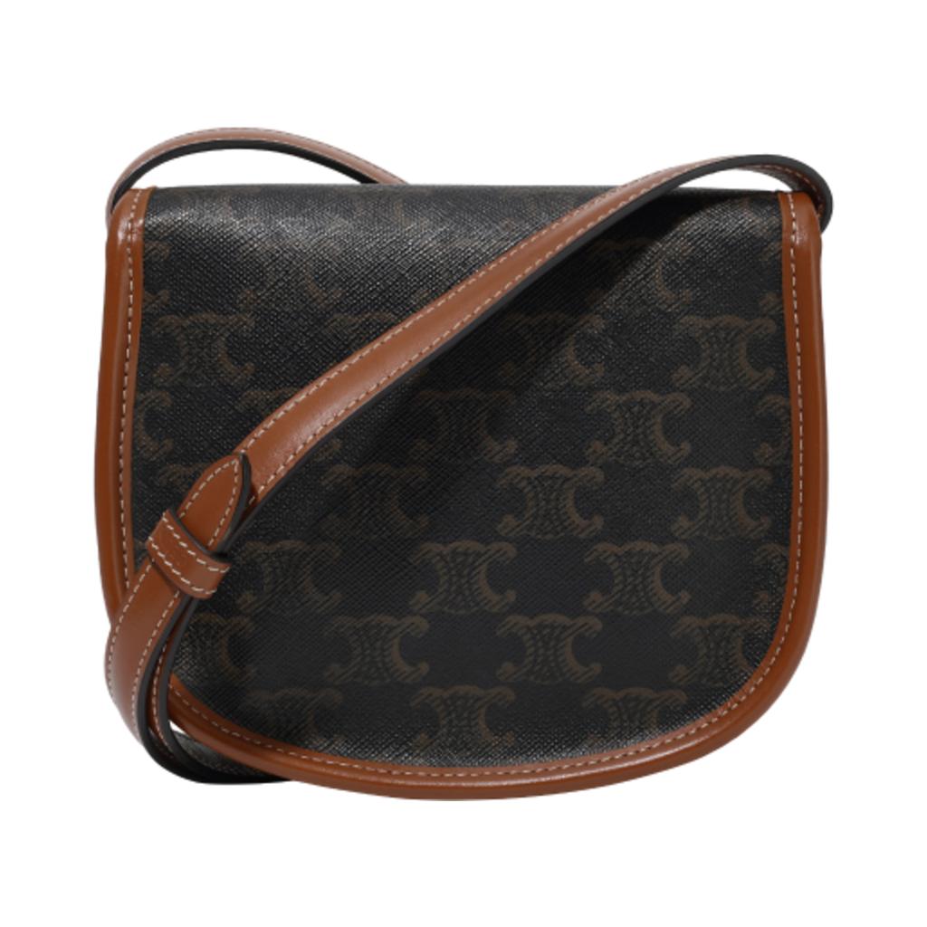 Celine Borsa a tracolla Monogram Flap Mini da donna Marrone 196702BZJ-04LU