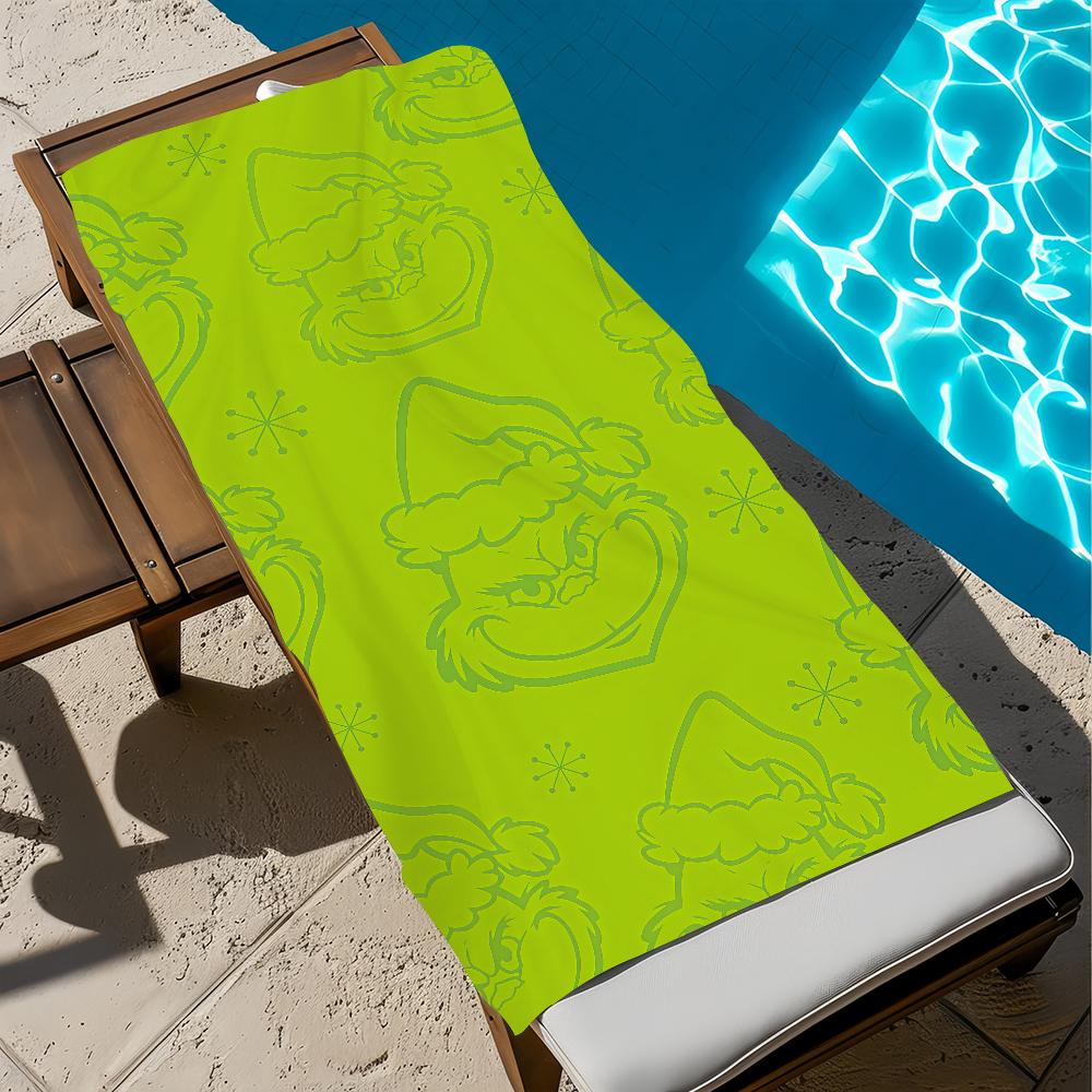 G-g-gRINCH-h-h Anime Towel Large Quick-Drying Microfiber Soft Beach Towel for Travel Fitness Sauna Bathing Camping