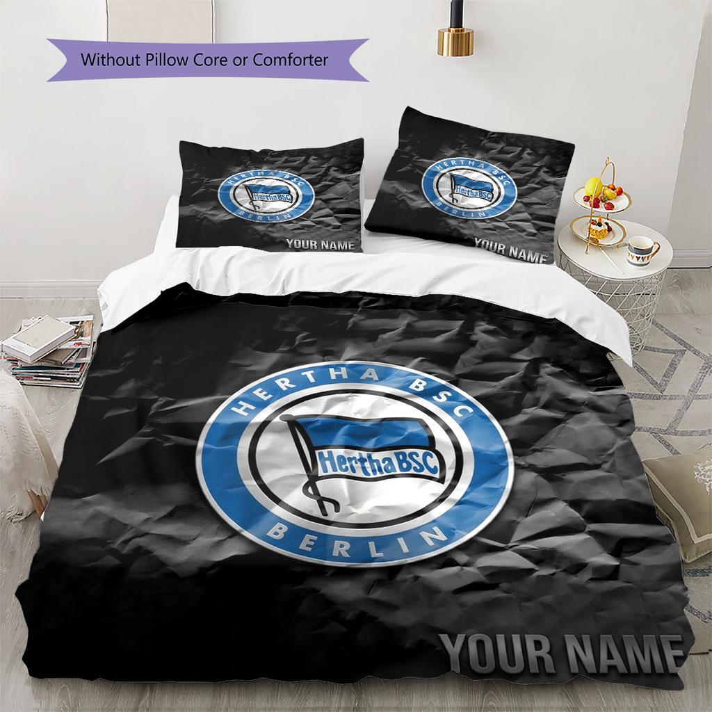 Hertha BSC Custom Name Pattern Bedding,Quilt Set Quilt Cover Pillowcase Home Birthday Gift(1 * Duvet Cover + 2 * Pillowcase, Without Core)