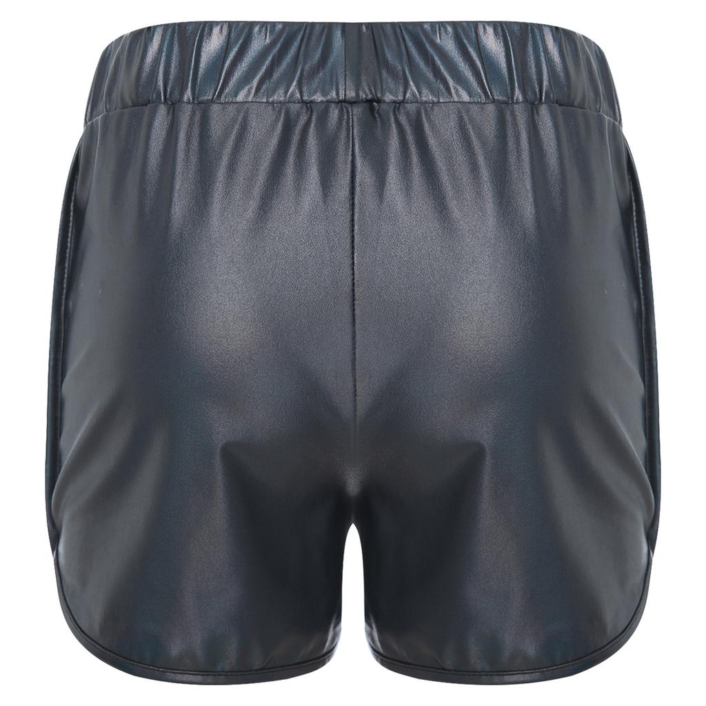 Men's Metallic Workout Shorts M-XL: Shiny Booty Shorts with Elastic Waist & Side Pockets for Bodybuilding, Gym & Yoga