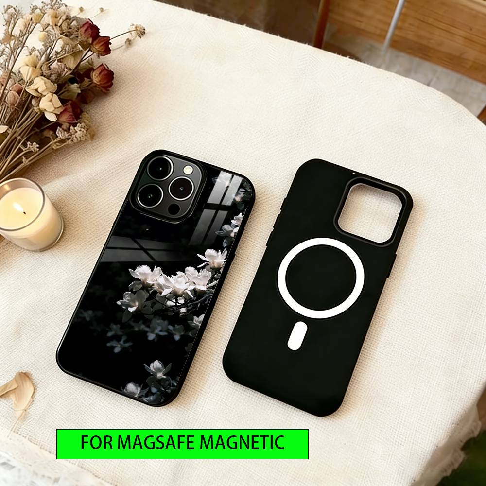 Flower branch Phone Case For iPhone17,16,15,14,13,12,11 Plus,Pro Magnetic with Magsafe Wireless Charging