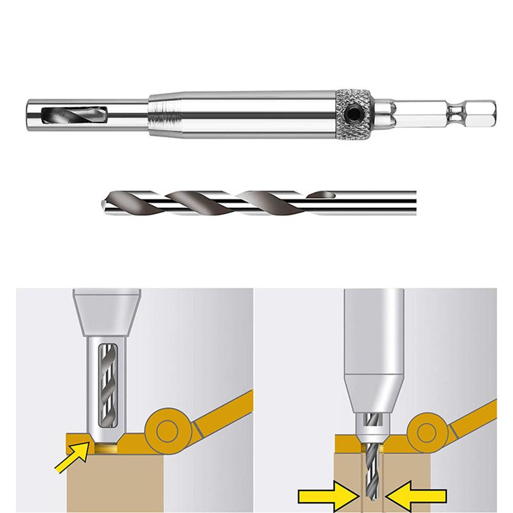 17pcs Self Centering Hinge Drill Bit Set Door Cabinet For Pilot Holes HSS Groove 8*Hinge Drill Bit 8*Drill Bit 1*Hex Wrench