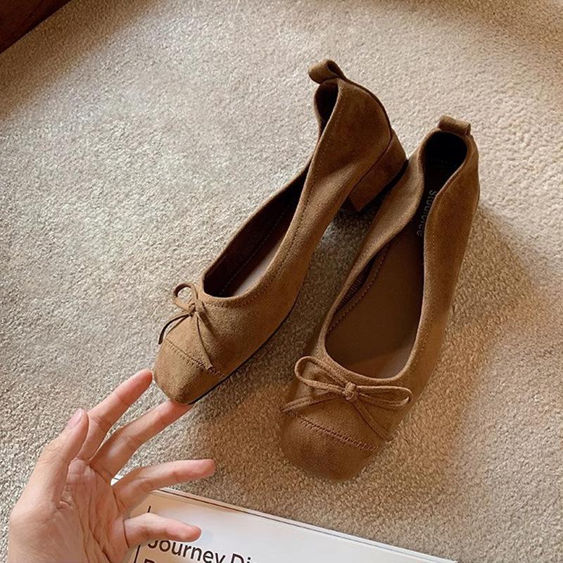 New Style Elegant Square-toe Low-cut Thick-soled Versatile Ultra-soft Women's Slip-on Shoes